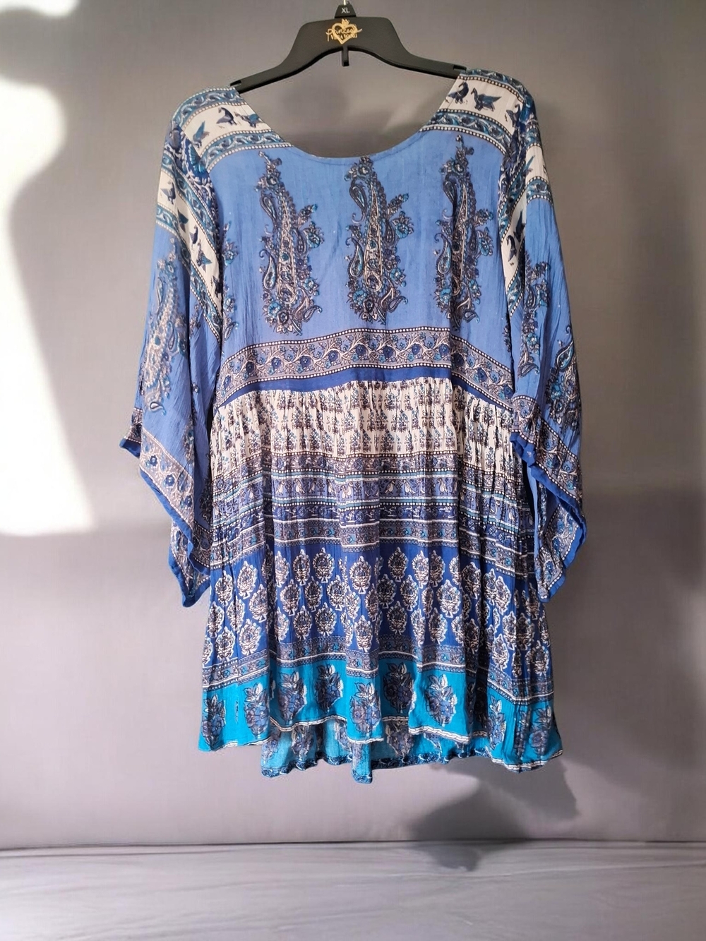 Boho Blue Printed Women's Tunic Top